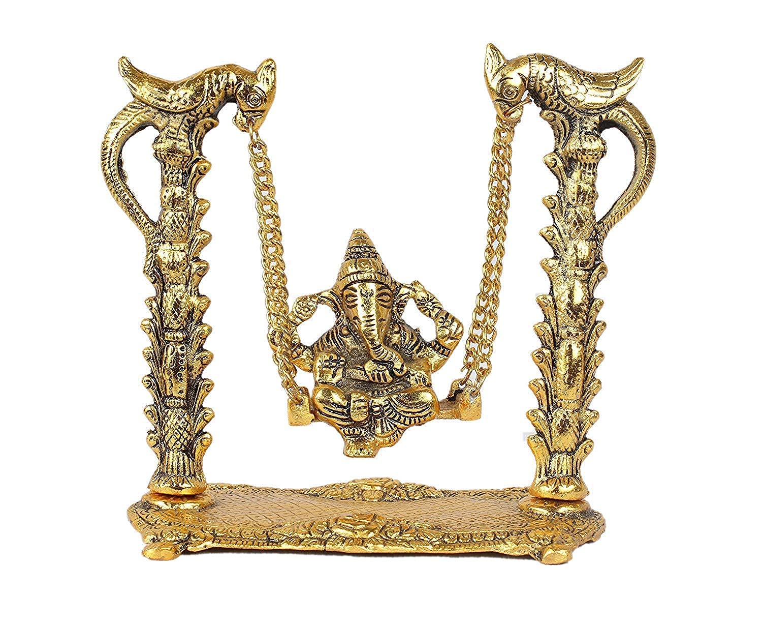 Kridaykraft Ganesh Ji Jhula,Ganpati Idol On Swing Jhula For Temple Pooja,Ganesha Metal Statue Table Decorative Home,Office & Gif